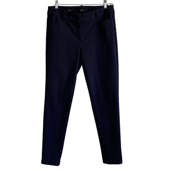 LOFT -CURVEY SKINNY RICH DARK NAVY PANTS  - 6% SPANDEX - HIGH RISE 10” - B16 - Picture 1 of 10